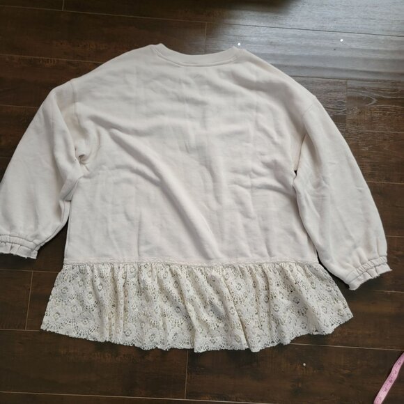 Free People Belle Sweatshirt Womens S Boho Chic Lace Contemporary Whimsical - Picture 4 of 8